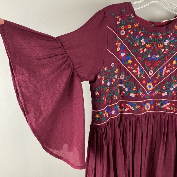 Alter’d State Burgundy Bell Sleeve Floral Dress / Tunic  Size Medium - Picture 4 of 13